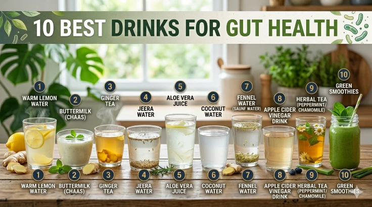 10 BEST DRINKS FOR GUT HEALTH
