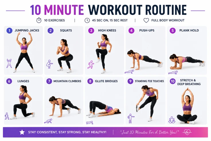 10 Minute Workout a Day: Easy Routine for Busy People